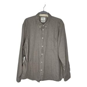 Billy Reid Shirt Men XXL Tan Button Down 100% Cotton Long Sleeve Made in Turkey